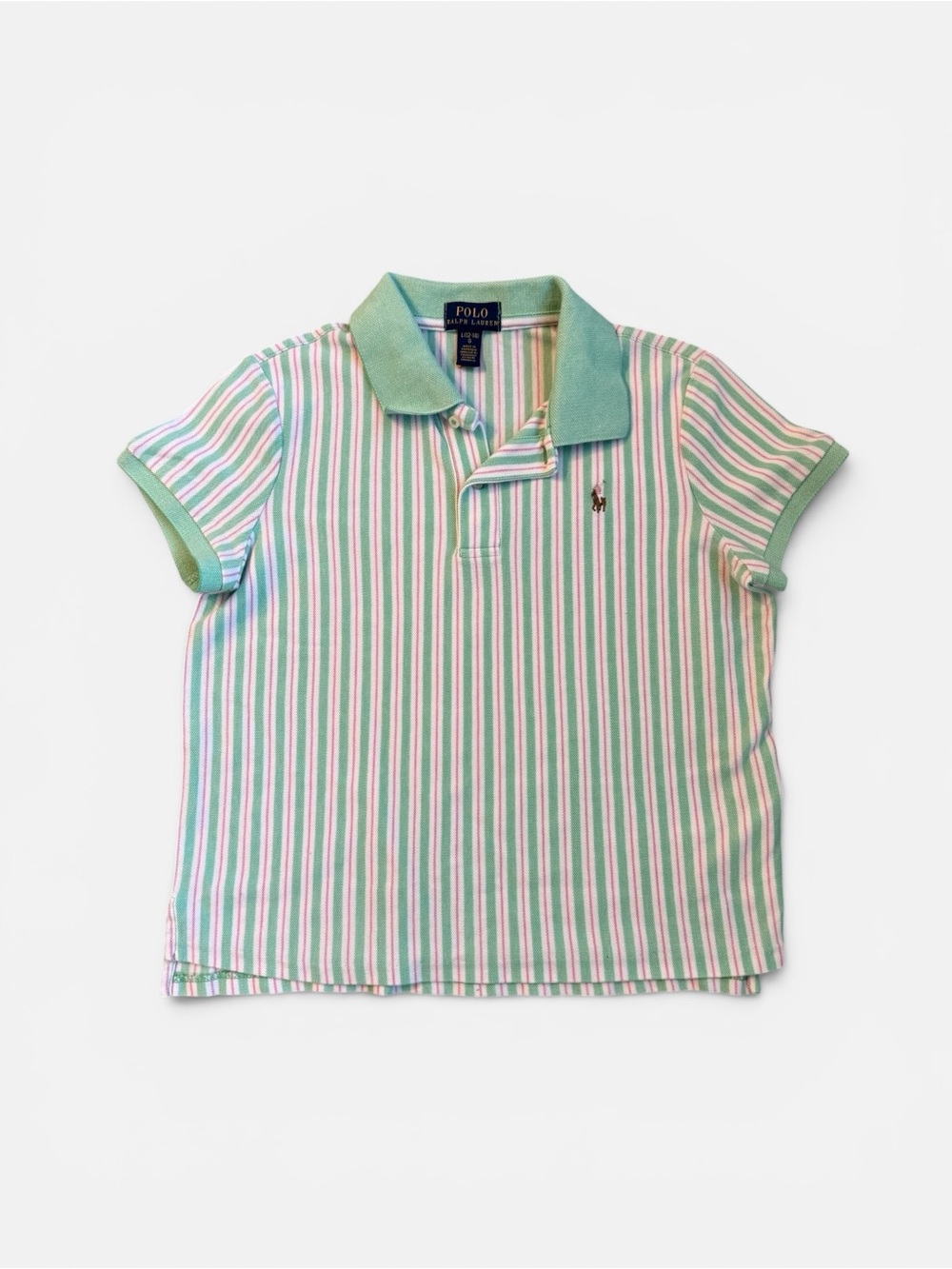 Polo by Ralph Lauren Mint & Pink Striped Kids Polo